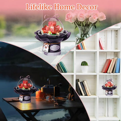 YOMYM Roses Building Set Artificial Flowers for Home Decor Building Toys Gifts for Adults