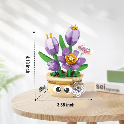 YOMYM Flower Bouquet Building Set - 430 Pieces Flowers Botanical Building Toys- Flower kit with DIY Paper Vase