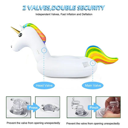 YOMYM Unicorn Inflatable Pool Float for Kids Giant Float for Ride-on Pool Toys
