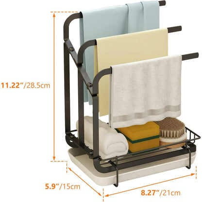 WERSEON Sink Caddy Sponge Holder, Stainless Steel Kitchen Sink Organizer for Dish Rag Soap Brush,Dishcloth Holder with Drain Pan