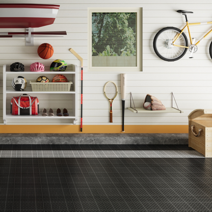 Werseon 12" x 12" Modular Interlocking Deck Tiles, 12 PCS Plastic Waterproof Interlocking Drainage Floor Mat for Bathroom Porch Balcony Kitchen, Weight Capacity Upto 6613 LBS, Rosette Pattern, Black
