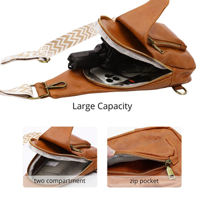 YOMYM Small Sling Bag for Women Leather Crossbody Bag Fanny Packs Chest