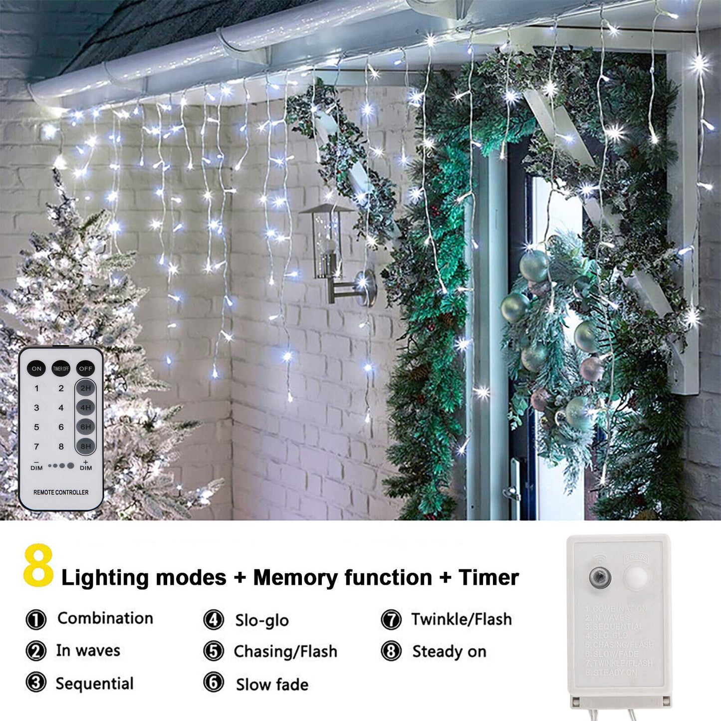 Cheelom 2023 Christmas Lights Outdoor 96 Led Solar Icicle Lights Christmas Decorations Outdoor Indoor Outdoor Wedding Party Patio Christmas Lights Clearance Sale
