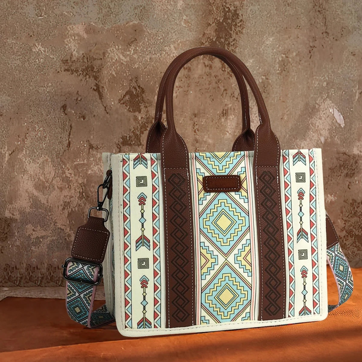 HONGLONG Women Handbags Boho Tote Bag Shoulder Bag Top Handle Satchel Purse Beige-blue