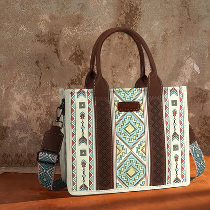 HONGLONG Women Handbags Boho Tote Bag Shoulder Bag Top Handle Satchel Purse Beige-blue