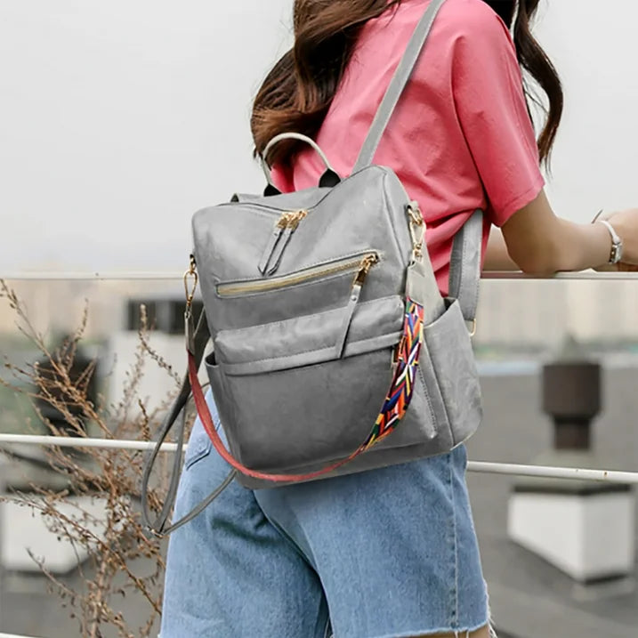 YOMYM Women Backpack Purse for Women Fashion Leather Designer Ladies Convertible School College Shoulder Bags with Colorful Strap