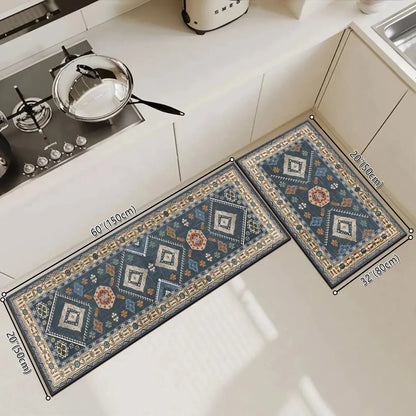 TECHVIDA Boho Kitchen Rugs Sets 2 Piece with Runner Non Slip Kitchen Rugs and Mats Washable Kitchen Mats for Floor Thick Kitchen Floor Mat Carpet Runner Rugs for Hallway Laundry Holiday Decor