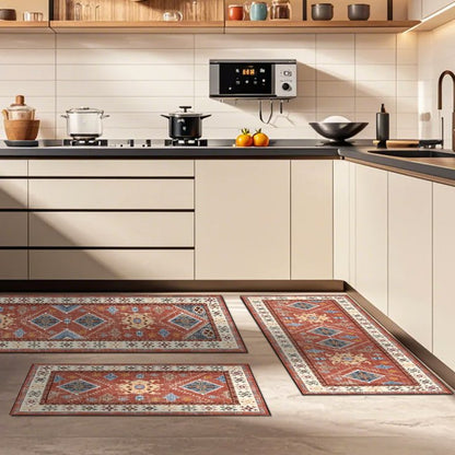 FoxHouse Boho Kitchen Rugs Sets 3 Piece with Runner Non Slip Rugs and Mats Washable Mats for Floor Thick,Floor Mat Carpet Runner Rugs for Hallway Laundry Holiday Decor