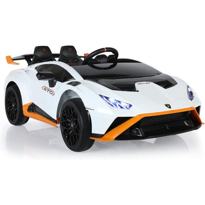HNH 24V Electric Car for Kids with Remote Control and Foam Front Wheels, 24V Battery Powered Ride on Toys Sports Car with Drifting Buttons, 360° Spin, Bluetooth, Music, Horn, LED Lights