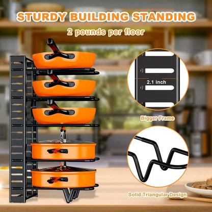 Werseon Pot and Pan Rack, Pot Rack Organizers, 2 Pack Kitchen Organization & Storage Rack, Adjustable Pot Lid Holders & Pan Rack