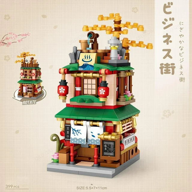 ZOGYMOZ 399 Pcs DIY Building Blocks Set, Japanese Street Mini Building Blocks Toy for Kids Age 8-16+, Japan Architecture Model Set