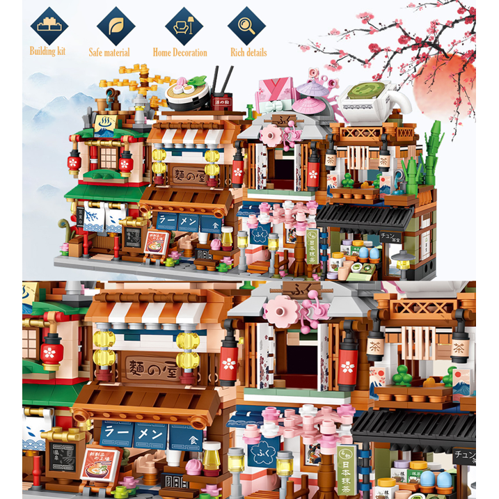 Building Blocks Set of 4, Kids Mini Building Block Kit, 1608Pcs Japan House Building Set Gift for 6-12 Years Old Kid Girls and Boys