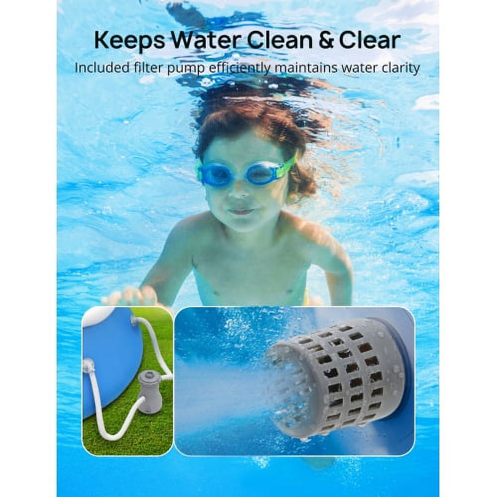 EVAJOY Swimming Pool Above Ground Pool Easy Set Blow Up Pool Kiddie Pool Inflatable Top Ring Swimming Pools for Adults Family Backyard Outdoor with Pool Cover 15ft*35in