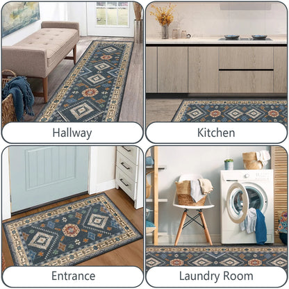 FoxHouse Boho Kitchen Rugs Sets 3 Piece with Runner Non Slip Kitchen Rugs and Mats Washable Kitchen Mats for Floor Thick Kitchen Floor Mat Carpet Runner Rugs for Hallway Laundry Holiday Decor