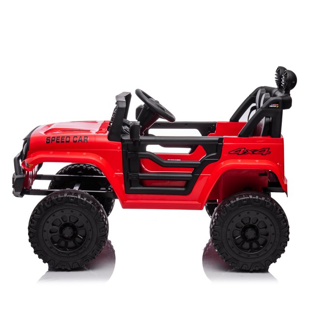 WUBEN 12V Kids Ride on Car Truck Battery Powered Electric Toy Car with Remote, Spring Suspension Red