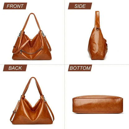 HONGLONG Women Handbag, leather Travel Shoulder Bag for Women,Tote Bag Zipper Crossbody Bag , Brown