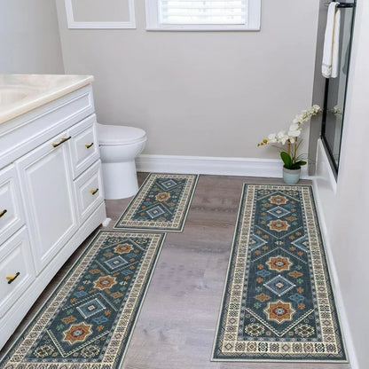 TECHVIDA Boho Kitchen Rug Sets 3 Piece with Runner Non Slip Kitchen Rugs and Mats Washable Kitchen Mats for Floor Thick Kitchen Floor Mat Carpet Runner Rugs for Hallway Laundry Holiday Decor
