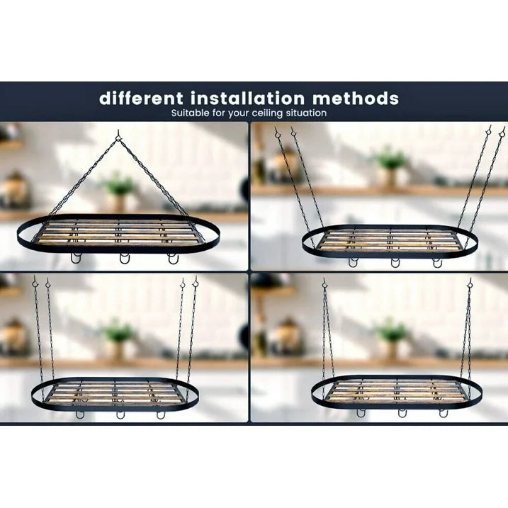 WERSEON Ceiling Mount Hanging Pot Rack, Pot Hanger Pots and Pans Organizer, Heavy Duty Cooking Hanger with 12 Hooks
