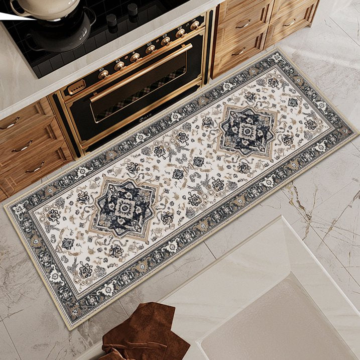 TECHVIDA Kitchen Rugs 3 Piece Set,Non Slip Machine Washable Kitchen Mats,Boho Vintage Abstract Kitchen Carpet for Farmhouse Living Room Hallway
