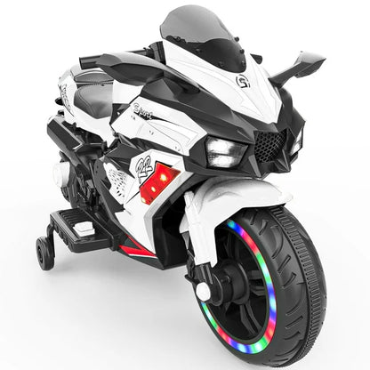 Werseon Ride on Motorcycle for Kids, 12v Battery Powered Electric Motorcycle for Girls Boys, White