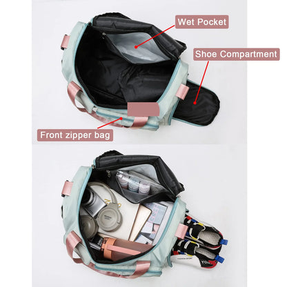 YOMYM Travel Duffle Bag Carry on Weekender Bag with Shoe Compartment Small Gym Bag for Women