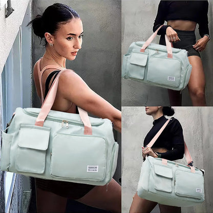 YOMYM Travel Duffle Bag Carry on Weekender Bag with Shoe Compartment Small Gym Bag for Women