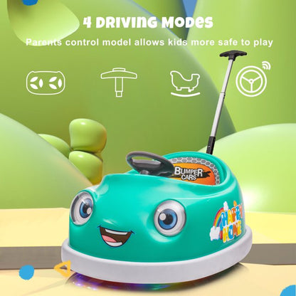 HNH 12V 3 in 1 Kids Bumper Car with Remote Control Ride on Push Car with Dinner Plate, Rocking Horse Mode