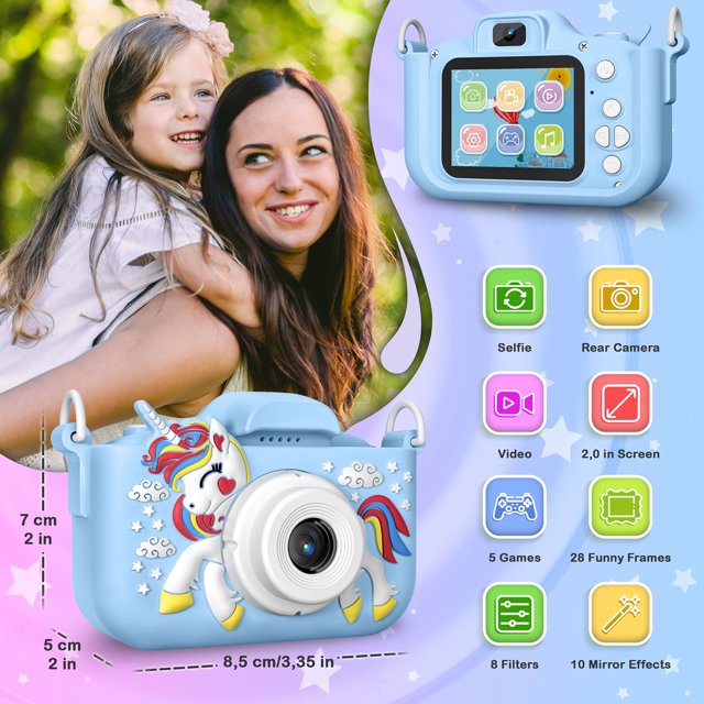 HNH Camera for Kids with Three Games,Toddler Camera with 64GB, Kids Toys for Girls