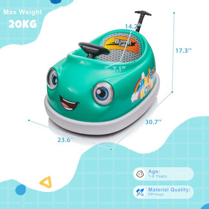 HNH 12V 3 in 1 Kids Bumper Car with Remote Control Ride on Push Car with Dinner Plate, Rocking Horse Mode