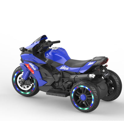 HNH Child Ride on Toys, 90Lbs Max Kids Motorcycle Electric Dirt Bike for Child with Light Wheel,Bluetooth Music-Blue