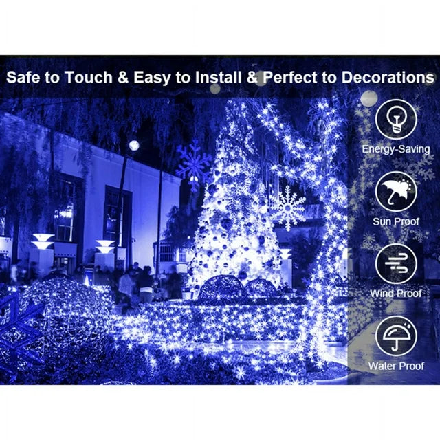 Cheelom Christmas Decorations Lights Solar Fairy Lights 197 FT 580 LED Waterproof Plug in with 8 Modes and Timer Lights Clearance Sale